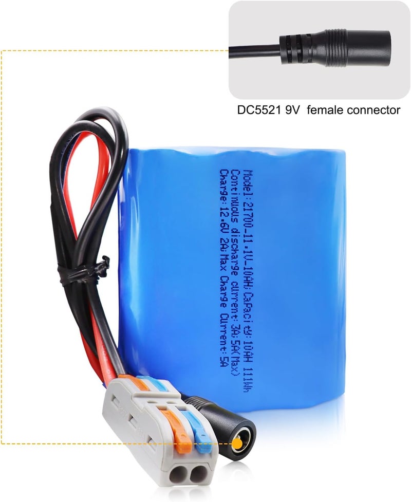 KBT KEEP BETTER TECH KBT 12V 10000mAh Rechargeable Li-ion Battery, Bare Leads Wire Replacement Battery Pack with 12V Charger Compatible for 12Volt Devices RC Car, RC Boat, Robot, DIY, LED Light Kit - Image 4
